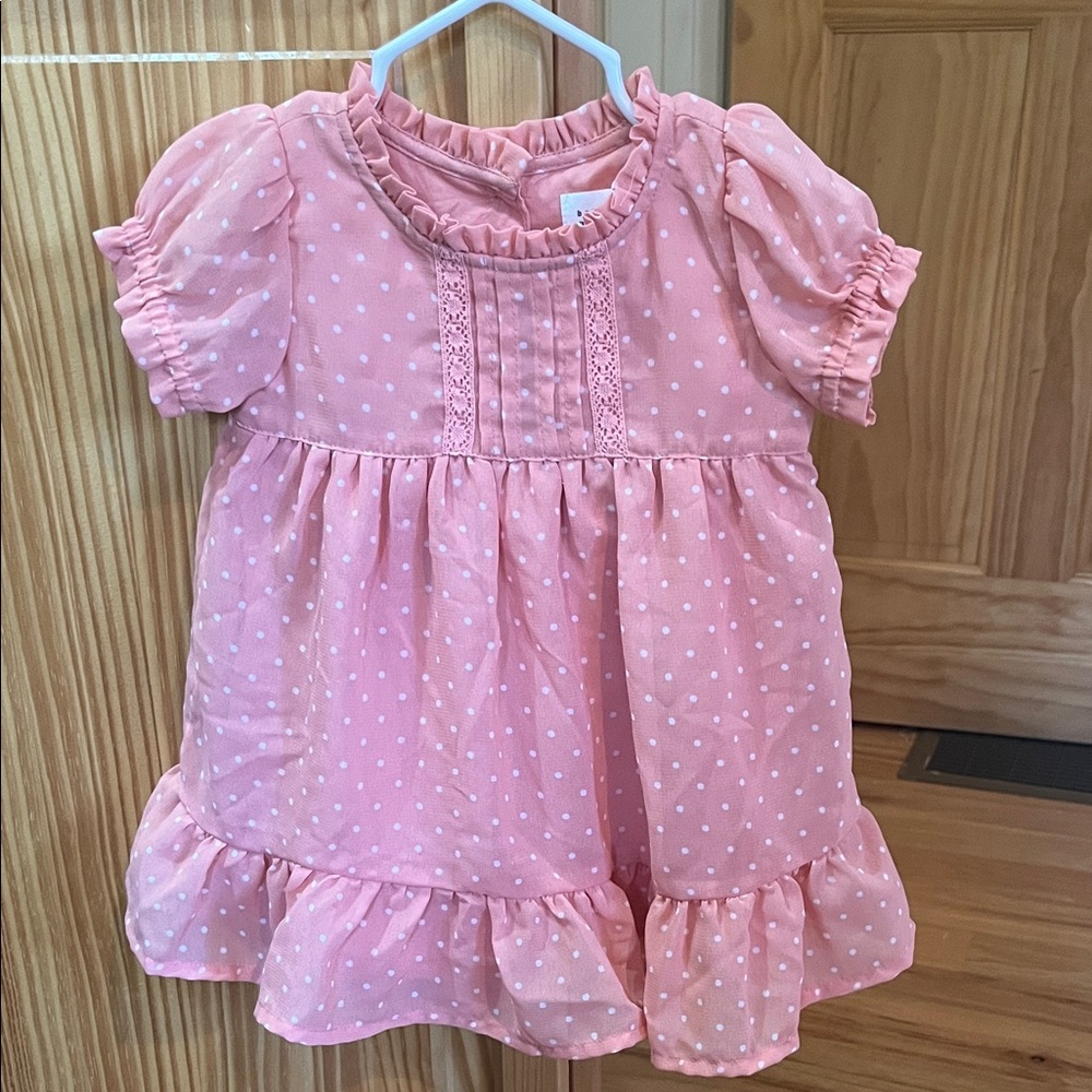 NWOT GAP Coral Baby Dress with White Dots